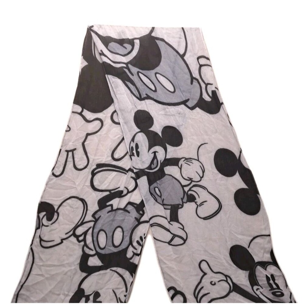 Vintage NEW Disney Parks Classic Mickey Scarf Black & White Size 78 x 14 NWT - Picture 5 of 6